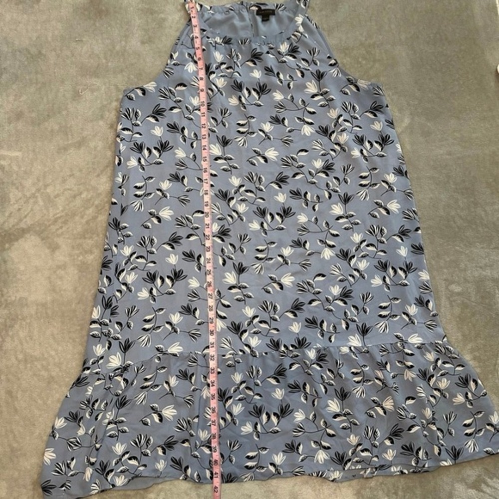 J Jill Wearever Dress Sz XL Blue Floral Sleeveless Shift Ruffle Hem Casual Boho - Picture 7 of 12